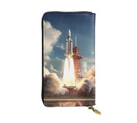YYHWHJDE Kennedy Space Center Rocket Launch Portafoglio lungo in pelle di qualità progettato per ragazze e donne alla moda elegante 19 x 10,5 cm, Nero , Taglia unica