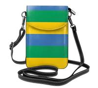 YYHWHJDE La bandiera del Gabon stampa la piccola borsa di cuoio del telefono di vibrazione di vibrazione delle donne, impermeabile e durevole