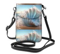 YYHWHJDE La conchiglia dell'onda del mare dell'oceano stampa la piccola borsa di cuoio del telefono di vibrazione di vibrazione delle donne, impermeabile e durevole
