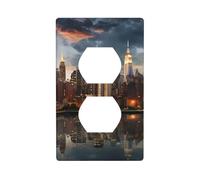 YYHWHJDE La piastra di copertura per presa elettrica a doppia presa con immagine dello skyline di New York City è resistente agli urti e durevole, 11,4 x 7 cm