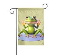 YYHWHJDE La rana divertente che fa yoga modello asta bandiera giardino decorazione cortile esterno moda 30,5 x 45,7 cm