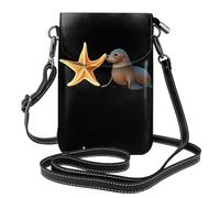 YYHWHJDE La stella marina variopinta accanto ad un leone marino stampa la piccola borsa di cuoio del telefono di vibrazione di vibrazione delle donne, impermeabile e durevole