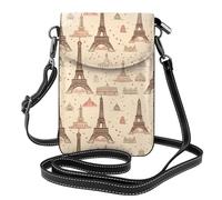 YYHWHJDE La Torre Eiffel di Parigi di stile dell'annata stampa la piccola borsa di cuoio del telefono di vibrazione del crossbody delle