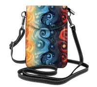 YYHWHJDE L'acqua del fuoco di Yin Yang stampa la piccola borsa del telefono di vibrazione della tracolla delle donne di cuoio, impermeabile e durevole