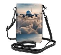 YYHWHJDE L'aeroplano nel cielo stampa la piccola borsa del telefono di vibrazione di vibrazione della tracolla delle donne di cuoio, impermeabile e durevole