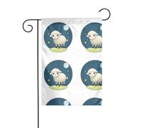 YYHWHJDE L'agnello e la luna modello asta da giardino decorazione cortile esterno double face 30,5 x 45,7 cm