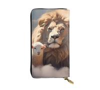 YYHWHJDE Lamb with A Lion On The Clouds Prints Portafoglio pochette lunga in pelle Progettato per ragazze e donne alla moda elegante e personalizzato 19 x 10,5 cm, nero, taglia unica, Nero , Taglia