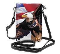 YYHWHJDE L'aquila patriottica degli Stati Uniti con la bandiera americana stampa la piccola borsa di cuoio del telefono di vibrazione di vibrazione delle donne, impermeabile e durevole