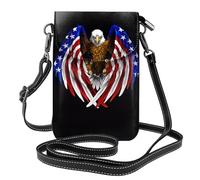 YYHWHJDE L'aquila patriottica della bandiera degli Stati Uniti stampa la piccola borsa di cuoio del telefono di vibrazione di vibrazione delle donne della piccola