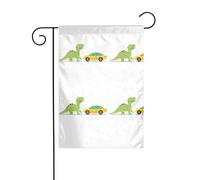 YYHWHJDE L'auto che si dirige verso i dinosauri Pattern Garden pennone decorazione cortile esterno double face 30,5 x 45,7 cm