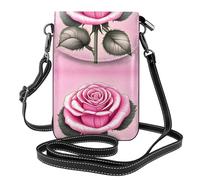 YYHWHJDE Le belle rose rosa stampano la piccola borsa di cuoio del telefono di vibrazione di vibrazione delle donne, impermeabile e durevole