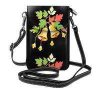 YYHWHJDE Le foglie variopinte e le campane stampano la piccola borsa di cuoio del telefono di vibrazione di vibrazione delle donne, impermeabile e
