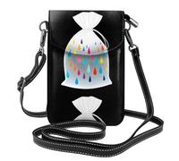 YYHWHJDE Le gocce di pioggia variopinte in una borsa trasparente stampano la piccola borsa del telefono di vibrazione della borsa di cuoio delle donne, impermeabile e durevole