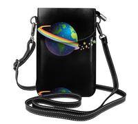 YYHWHJDE Le stelle dell'arcobaleno della terra stampano la piccola borsa di cuoio del telefono di vibrazione di vibrazione delle donne, impermeabile e durevole