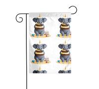 YYHWHJDE L'elefante ha una torta enorme Modello Giardino pennone esterno decorazione cortile su entrambi i lati 30,5 x 45,7 cm