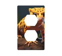 YYHWHJDE Leopard Little Gecko Picture Double Socket Wall Panel Piastra di copertura per presa elettrica è resistente agli urti e durevole 11,4 x 7 cm
