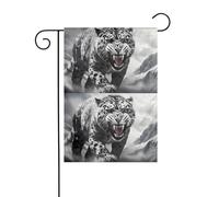 YYHWHJDE Leopardo delle nevi nel campo di ghiaccio immagine asta bandiera giardino esterno decorazione cortile su entrambi i lati 30,5 x 45,7 cm