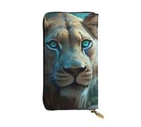 YYHWHJDE Lioness with Blue Green Eyes Prints Portafoglio pochette lunga in pelle Progettato per ragazze e donne alla moda elegante e personalizzato 19 x 10,5 cm, nero, taglia unica, Nero , Taglia