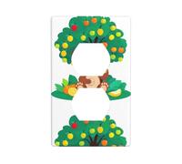 YYHWHJDE Little Brown Bear Under The Fruit Tree Pattern Double Socket Wall Panel decorativo per aree residenziali e commerciali 11,4 x 7 cm