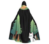 YYHWHJDE Little Cat In The Forest Stampe Halloween Adulto Mantello con Cappuccio Uomini E Donne Abbigliamento Mantello Gioco di Ruolo