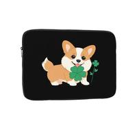 YYHWHJDE Little Corgi Holding a Clover Prints Custodia protettiva antiurto portatile per laptop da 15 pollici, per uomini e donne, viaggi d'affari e uso quotidiano in ufficio