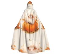 YYHWHJDE Little Fat Sheep On The Pumpkin Picture Halloween adulto mantello con cappuccio senza cerniera, comodo per feste in costume