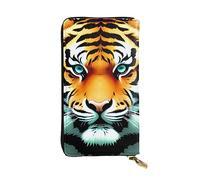 YYHWHJDE Little Fat Tiger Head - Pochette lunga in pelle di qualità per ragazze e donne, alla moda, 19 x 10,5 cm, Nero , Taglia unica