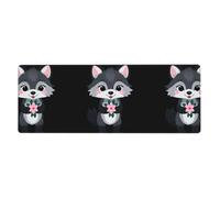 YYHWHJDE Little Gray Wolf Holding a Small Pink Flower Prints Extra Large Mouse pad Computer Office Gaming Keyboard versione ispessita 30,5 x 80 cm