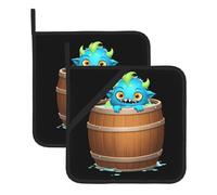 YYHWHJDE Little Monster in the Barrel Prints - Set di due tappetini quadrati isolati, ispessiti, impermeabili, facili da pulire