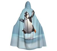 YYHWHJDE Little Penguin Jumping Prints Adult Hooded Cloak è un poncho con cappuccio super grande, comodo e resistente per Halloween