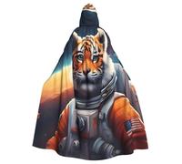 YYHWHJDE Little Tiger in Space - Mantello con cappuccio per Halloween, per giochi di ruolo, costumi e feste a tema
