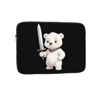 YYHWHJDE Little White Bear Holding a Sword Picture Custodia portatile antiurto per laptop da 17 pollici per uomini e donne viaggi d'affari, scuola e ufficio uso quotidiano