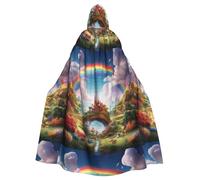 YYHWHJDE Little World Under The Rainbow Stampe Halloween Adulto Mantello con Cappuccio Uomini e Donne Abbigliamento Mantello Gioco di Ruolo