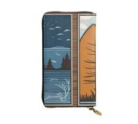 YYHWHJDE Lodge Bear Deer Fish Picture Portafoglio pochette lunga in pelle Progettato per ragazze e donne alla moda elegante e personalizzato 19 x 10,5 cm, nero, taglia unica, Nero , Taglia unica