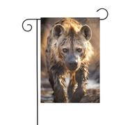 YYHWHJDE Lone Hyena Pattern Asta da giardino decorazione per cortile esterno su entrambi i lati 30,5 x 45,7 cm