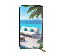 YYHWHJDE Love Island on The S Prints, pochette lunga in pelle di qualità, progettata per ragazze e donne alla moda, elegante, 19 x 10,5 cm, Nero , Taglia unica