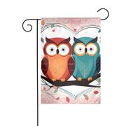 YYHWHJDE Love Owl Pattern Asta da giardino per esterni decorazione cortile su entrambi i lati 30,5 x 45,7 cm