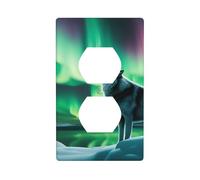 YYHWHJDE Lupi che ululano nell'aurora boreale modello doppio pannello da parete decorativo per aree residenziali e commerciali 11,4 x 7 cm