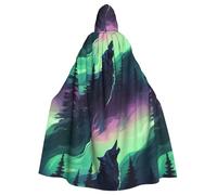 YYHWHJDE Lupi Ululano Nell'aurora boreale Stampe Halloween Adulto Mantello Con Cappuccio Uomini E Donne Abbigliamento Mantello Gioco di Ruolo