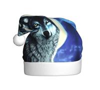 YYHWHJDE lupo sotto la luna stampe cappello di Natale per adulti per uomini e donne abbigliamento fascia per occasioni festive