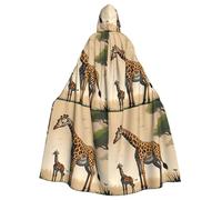 YYHWHJDE Madre e bambino giraffa Stampa Halloween Adulto Mantello con Cappuccio per Feste ed Eventi in Costume