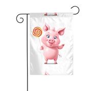 YYHWHJDE Maiale che mangia lecca-lecca modello asta da giardino decorazione cortile esterno double face 30,5 x 45,7 cm