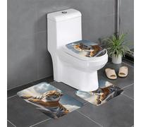 YYHWHJDE Majestic Tiger appoggiata su una roccia con cielo nuvoloso immagine antiscivolo tappetino da bagno set di tre pezzi tappeto da bagno antiscivolo durevole