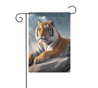 YYHWHJDE Majestic Tigre appoggiata su una roccia con cielo nuvoloso stampa bandiera giardino decorazione cortile 30,5 x 45,7 cm spessore moda