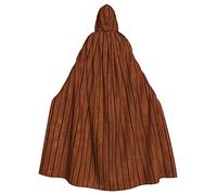 YYHWHJDE Mantello con cappuccio adulto di Halloween di stampa del modello di legno marrone per le feste e gli eventi del costume
