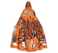 YYHWHJDE Mantello con cappuccio arancione tigre leopardo immagine Halloween adulto per giochi di ruolo, costumi e feste a tema