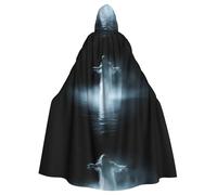 YYHWHJDE Mantello con cappuccio bianco fantasma nella nebbia, per adulti, senza cerniera, comodo per feste in costume