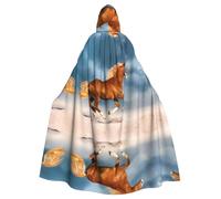 YYHWHJDE Mantello con cappuccio con stampa di cavallo che corre rosso, extra large, per Halloween, feste in maschera