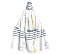 YYHWHJDE Mantello con cappuccio con stampa di yacht a righe e parole - durevole per costumi, cosplay e feste in maschera
