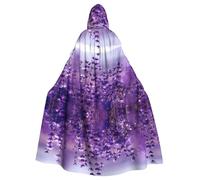 YYHWHJDE Mantello con cappuccio con stampa floreale viola - lungo in poliestere per cosplay e Halloween